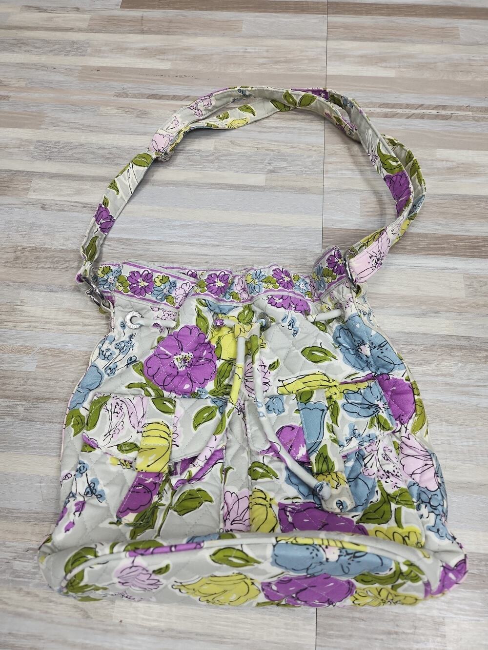Vera Bradley Drawstring Quilted Purse 'Watercolor' Flower Pattern
